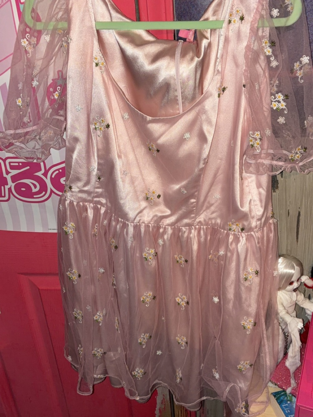 Sugar Thrillz Dusty Pink Satin Floral Mini Dress